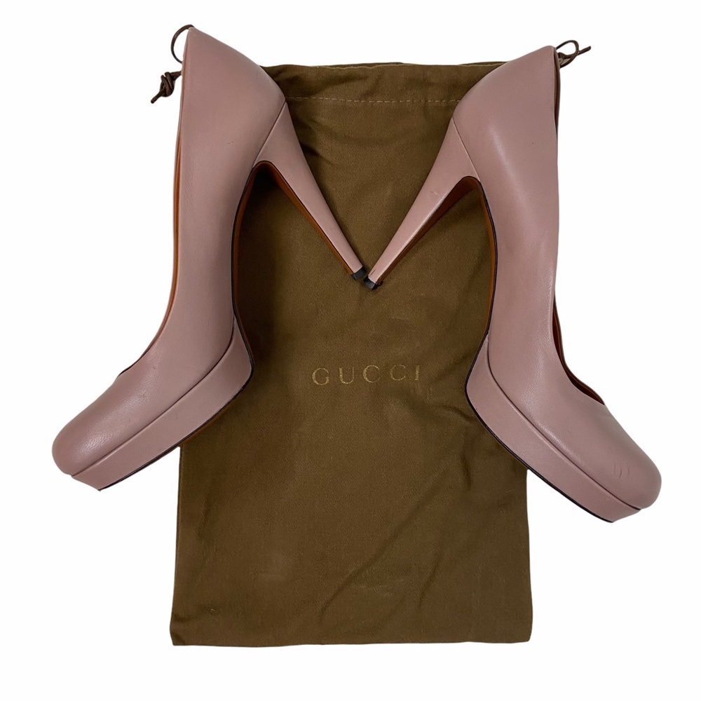 Gucci Betty Pink Leather Platform Pump Heels EU 40